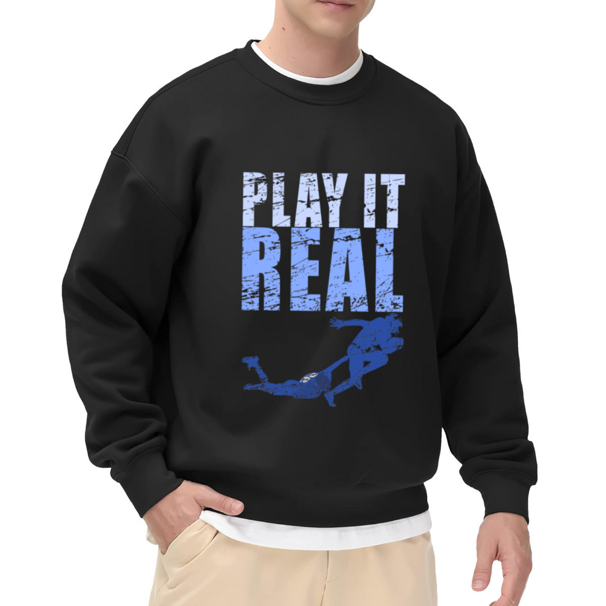 "PLAY IT REAL" Basketball Court Design - Crewneck Sweatshirt | Basketball, Sports, Athletic Gift