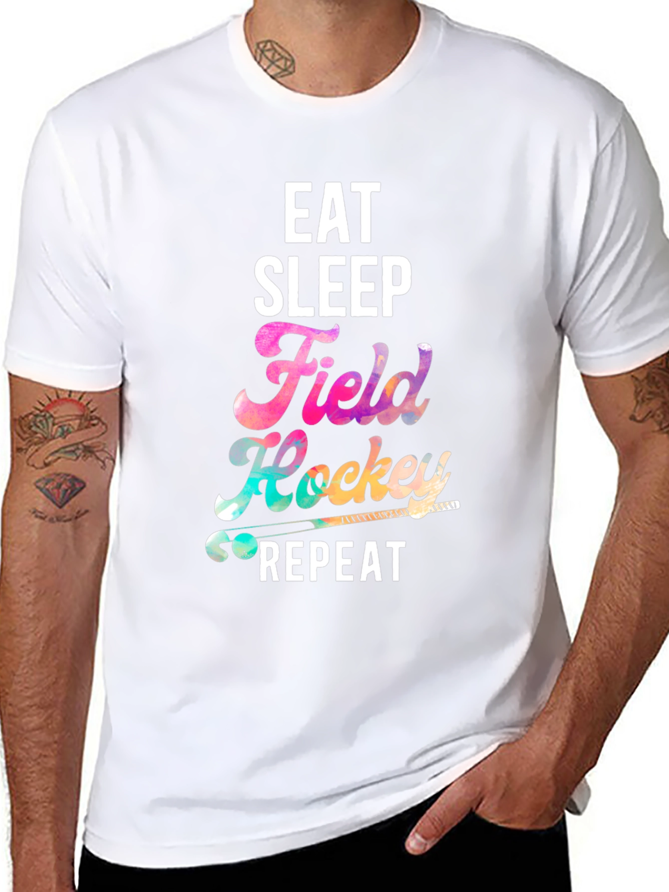 Eat Sleep Field Hockey Repeat Black T-Shirt
