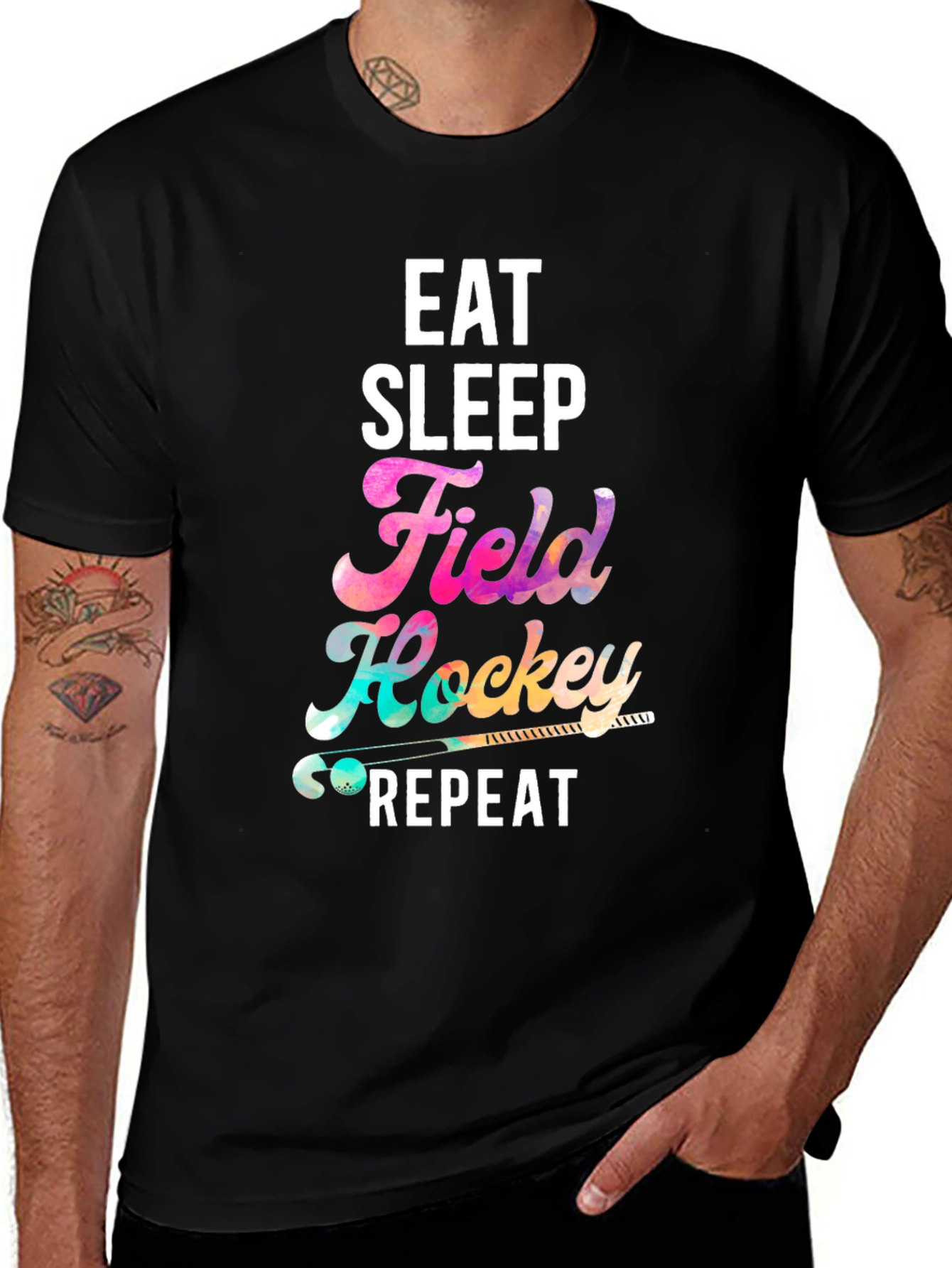 Eat Sleep Field Hockey Repeat Black T-Shirt