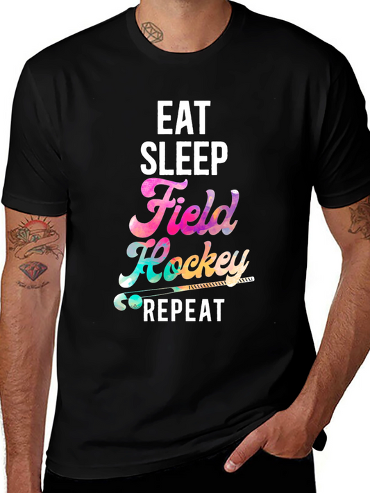 Eat Sleep Field Hockey Repeat Black T-Shirt