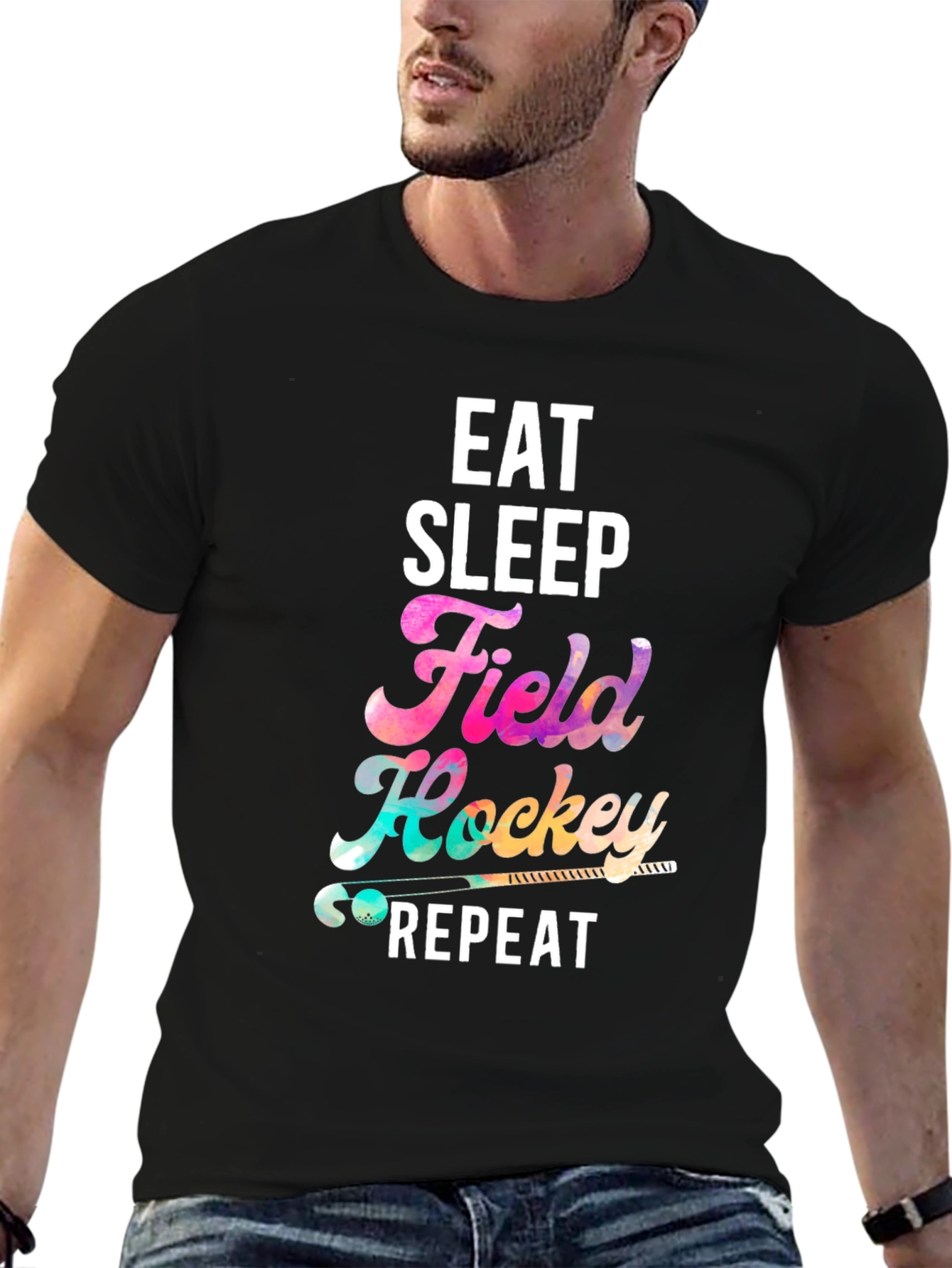 Eat Sleep Field Hockey Repeat Black T-Shirt