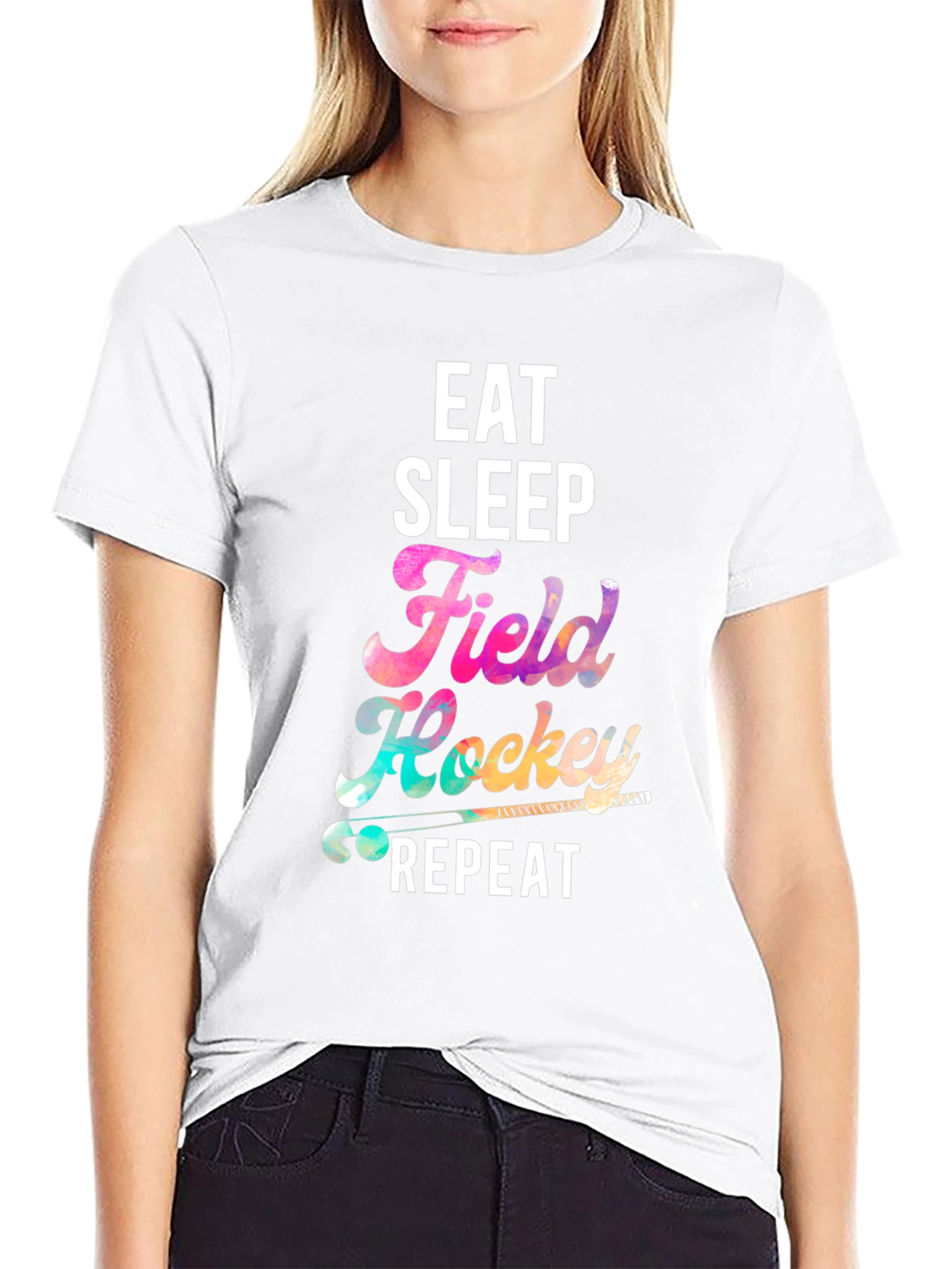 Eat Sleep Field Hockey Repeat Black T-Shirt