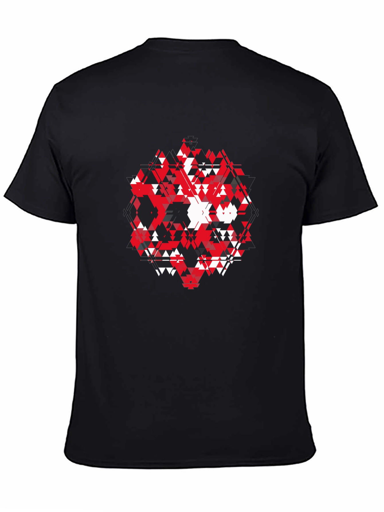 Abstract Geometric Triangle Graphic Print Black T-Shirt