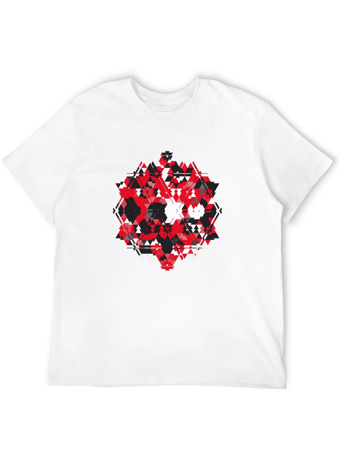 Abstract Geometric Triangle Graphic Print Black T-Shirt