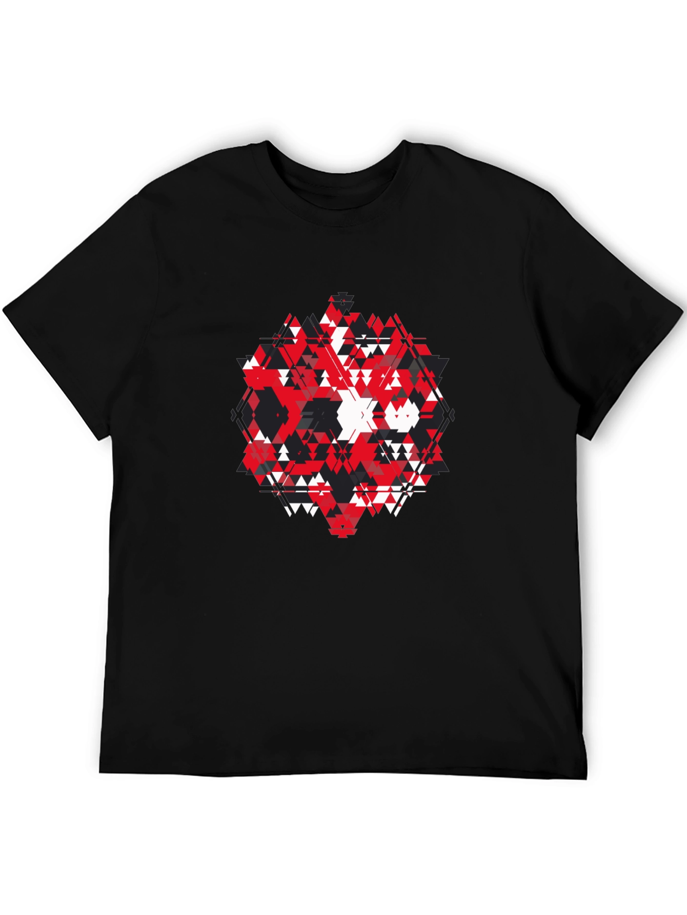 Abstract Geometric Triangle Graphic Print Black T-Shirt