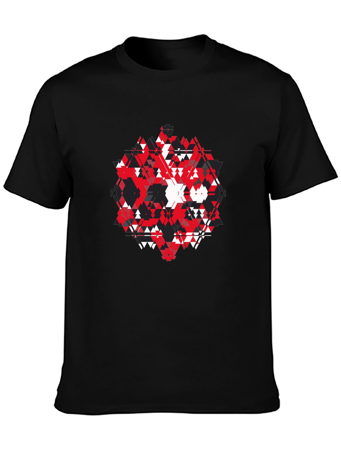 Abstract Geometric Triangle Graphic Print Black T-Shirt