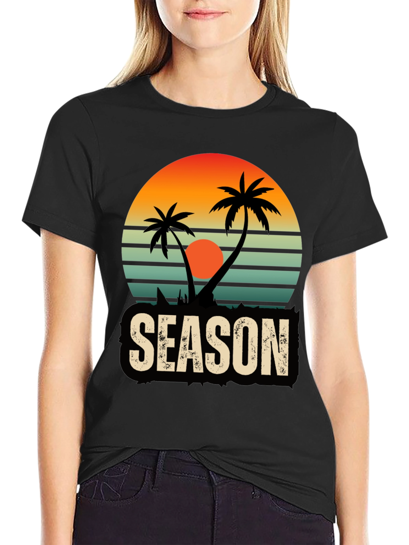 Tropical Season Black T-Shirt