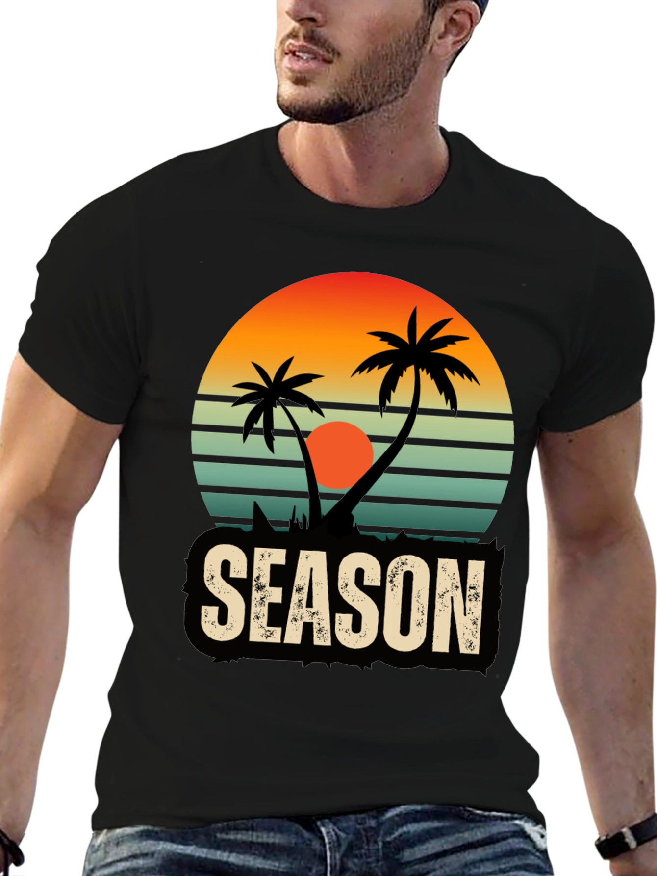 Tropical Season Black T-Shirt