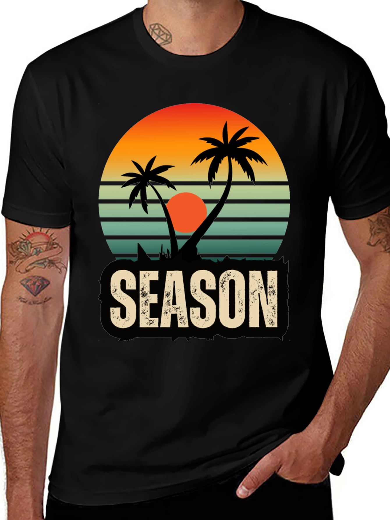 Tropical Season Black T-Shirt