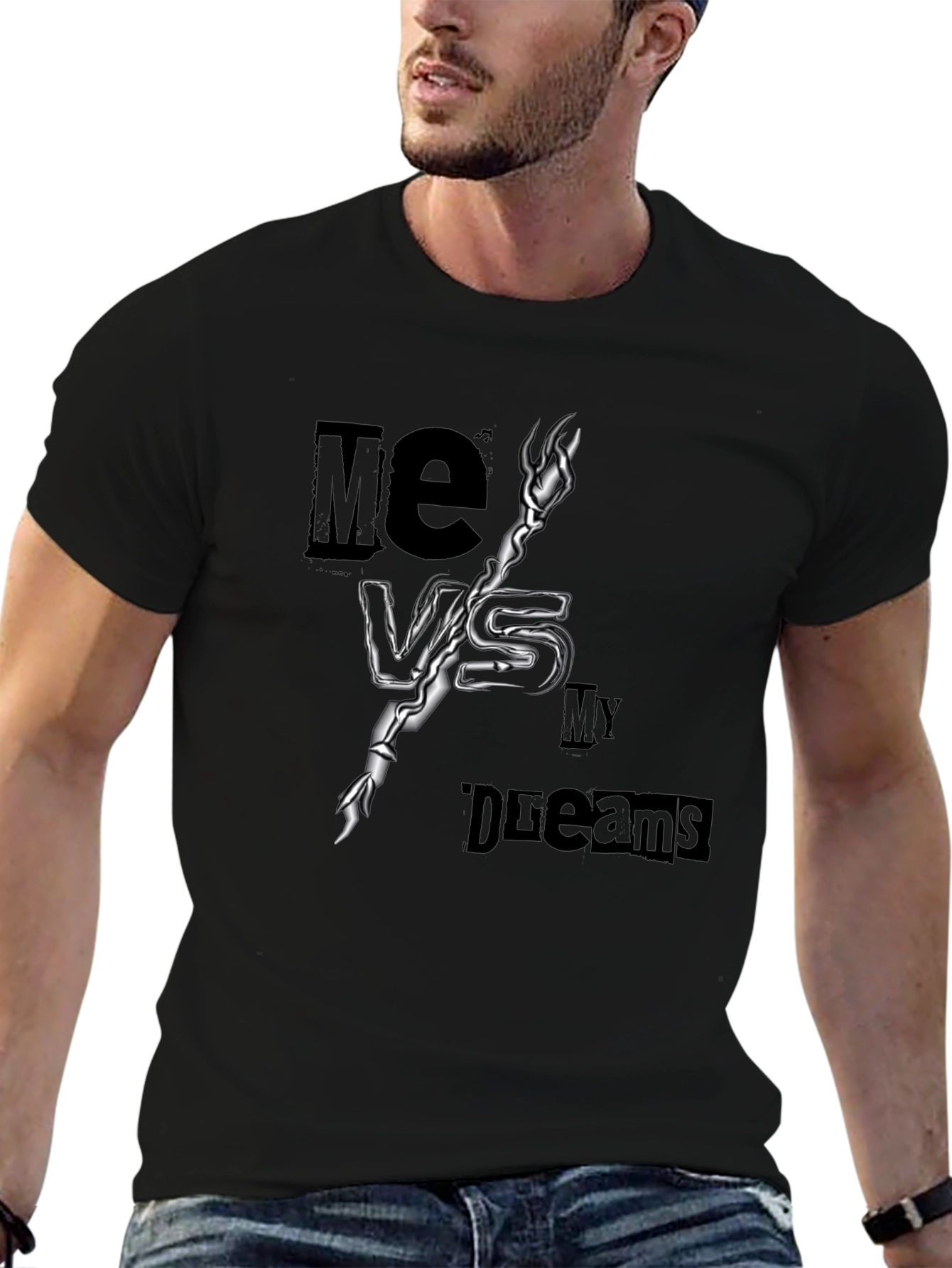 Me Vs My Dreams Black Graphic T-Shirt
