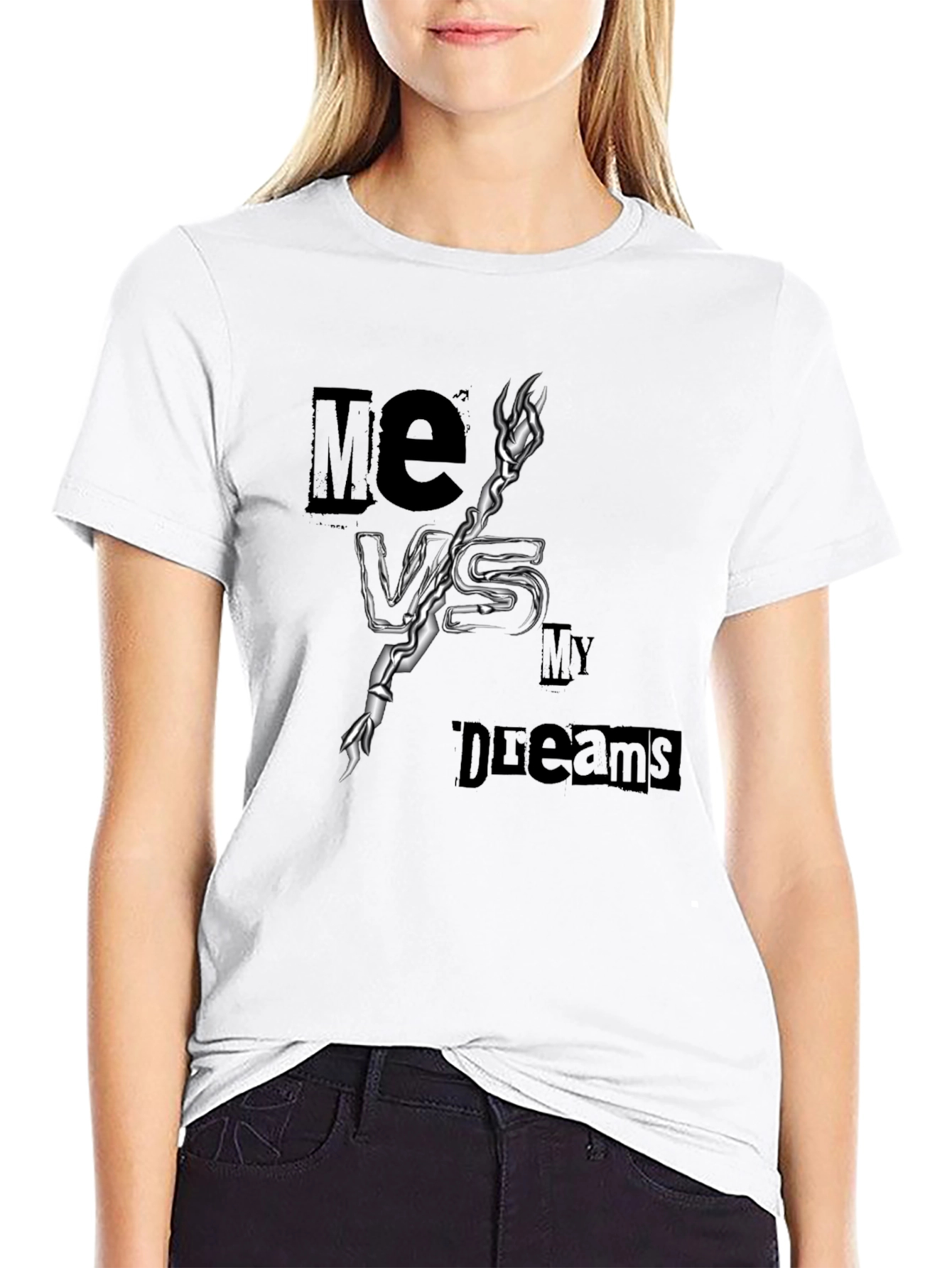 Me Vs My Dreams Black Graphic T-Shirt