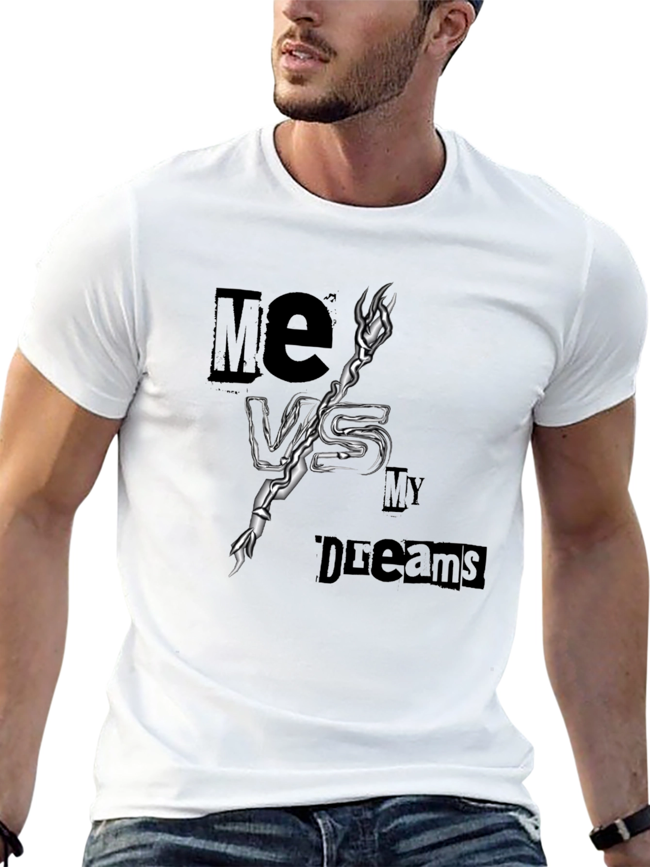 Me Vs My Dreams Black Graphic T-Shirt