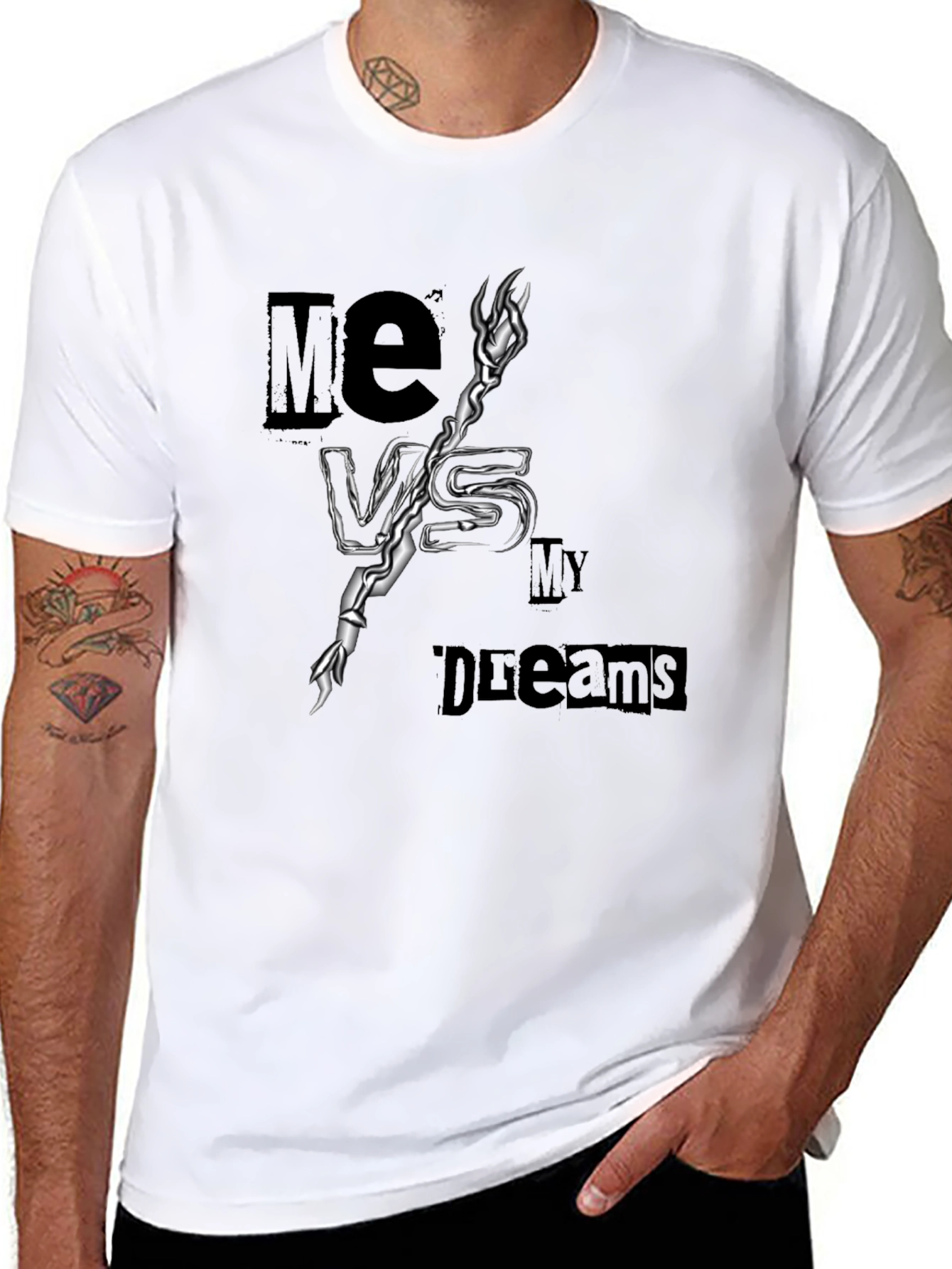 Me Vs My Dreams Black Graphic T-Shirt