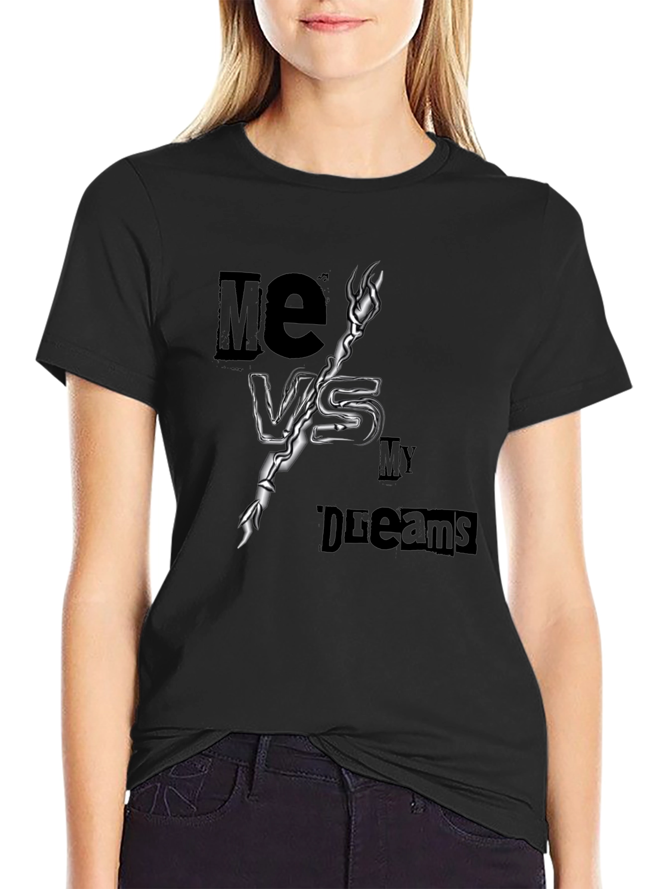 Me Vs My Dreams Black Graphic T-Shirt