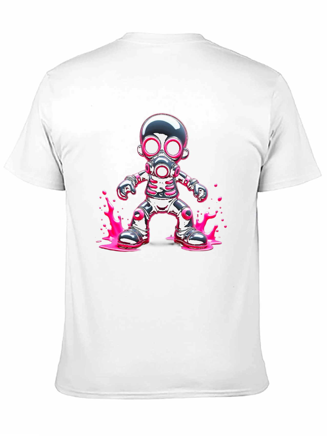 Cool Robot Gas Mask Graphic Black T-Shirt