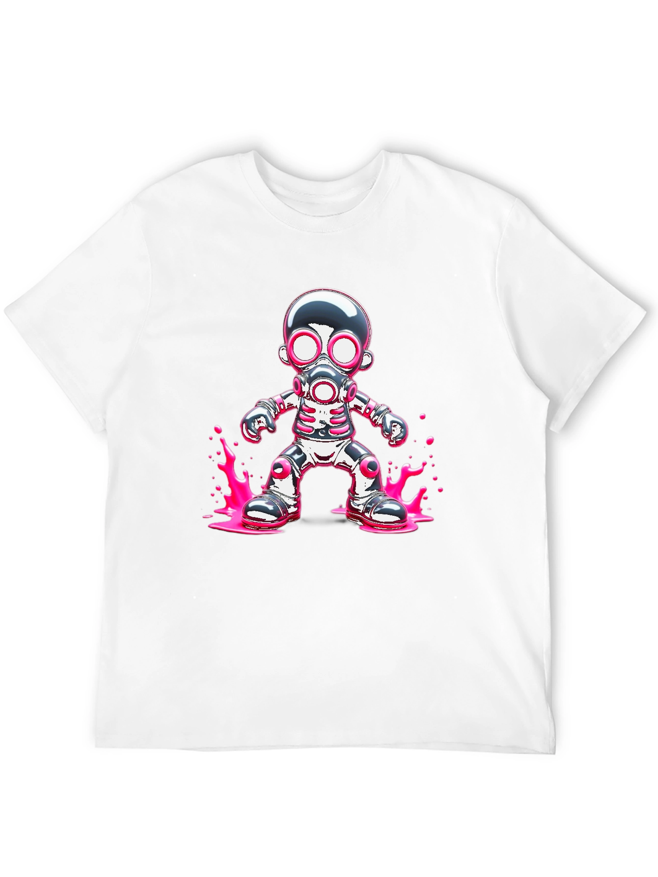 Cool Robot Gas Mask Graphic Black T-Shirt