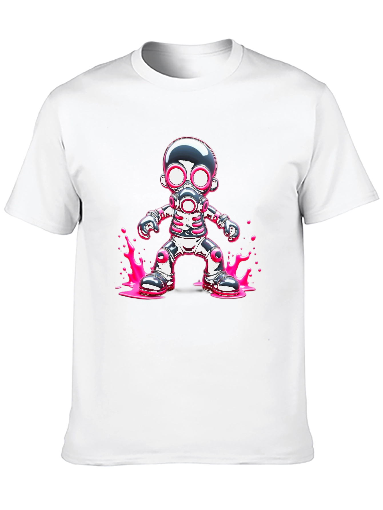 Cool Robot Gas Mask Graphic Black T-Shirt