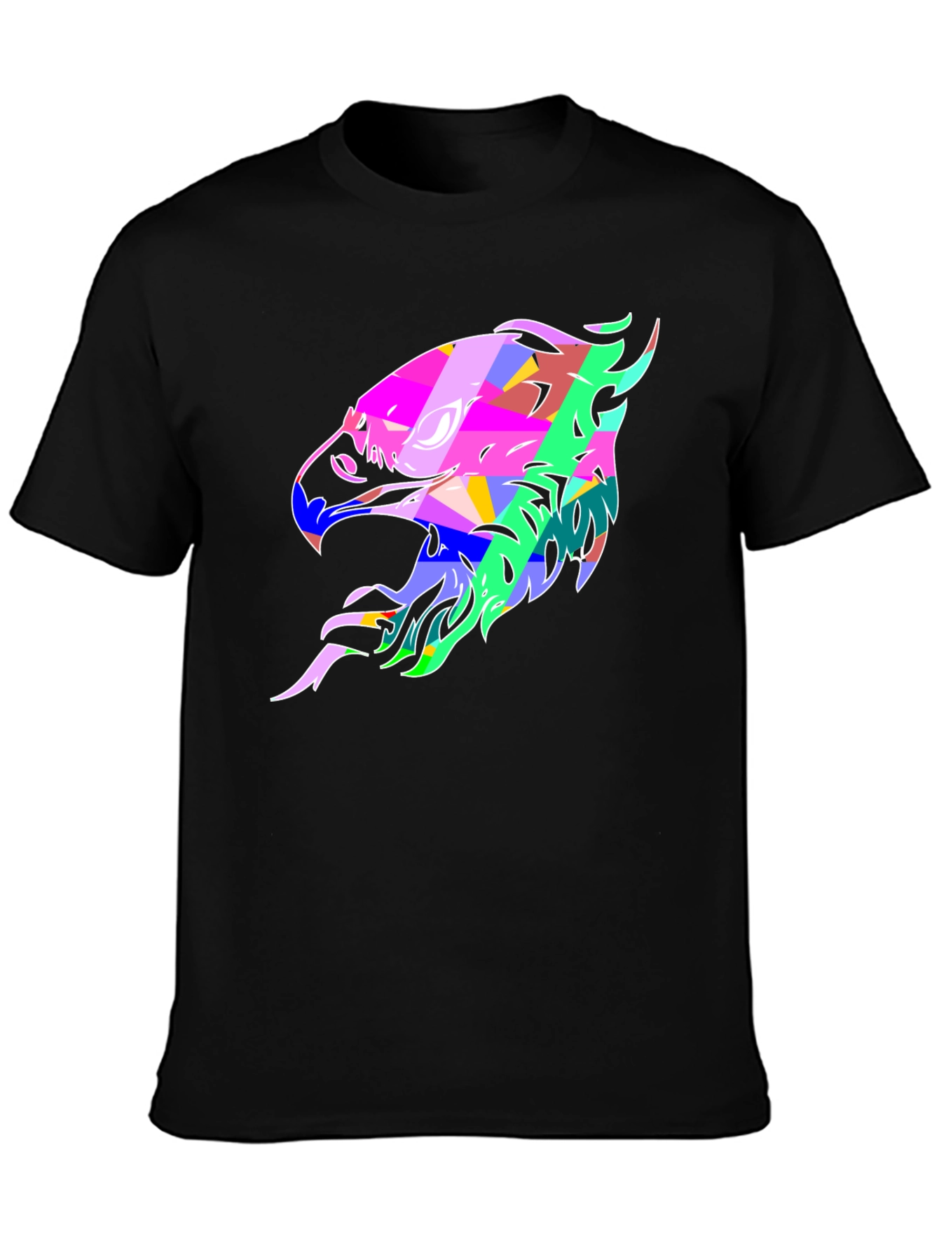 Abstract Eagle Graphic Print Black T-Shirt