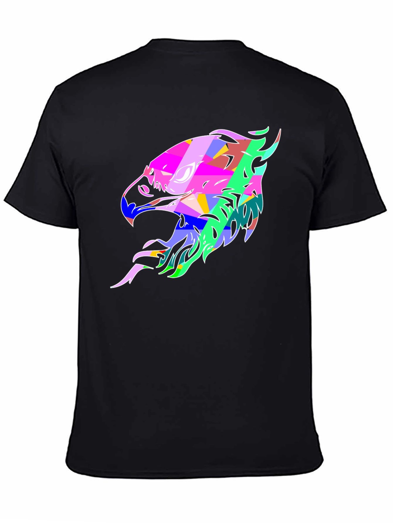 Abstract Eagle Graphic Print Black T-Shirt