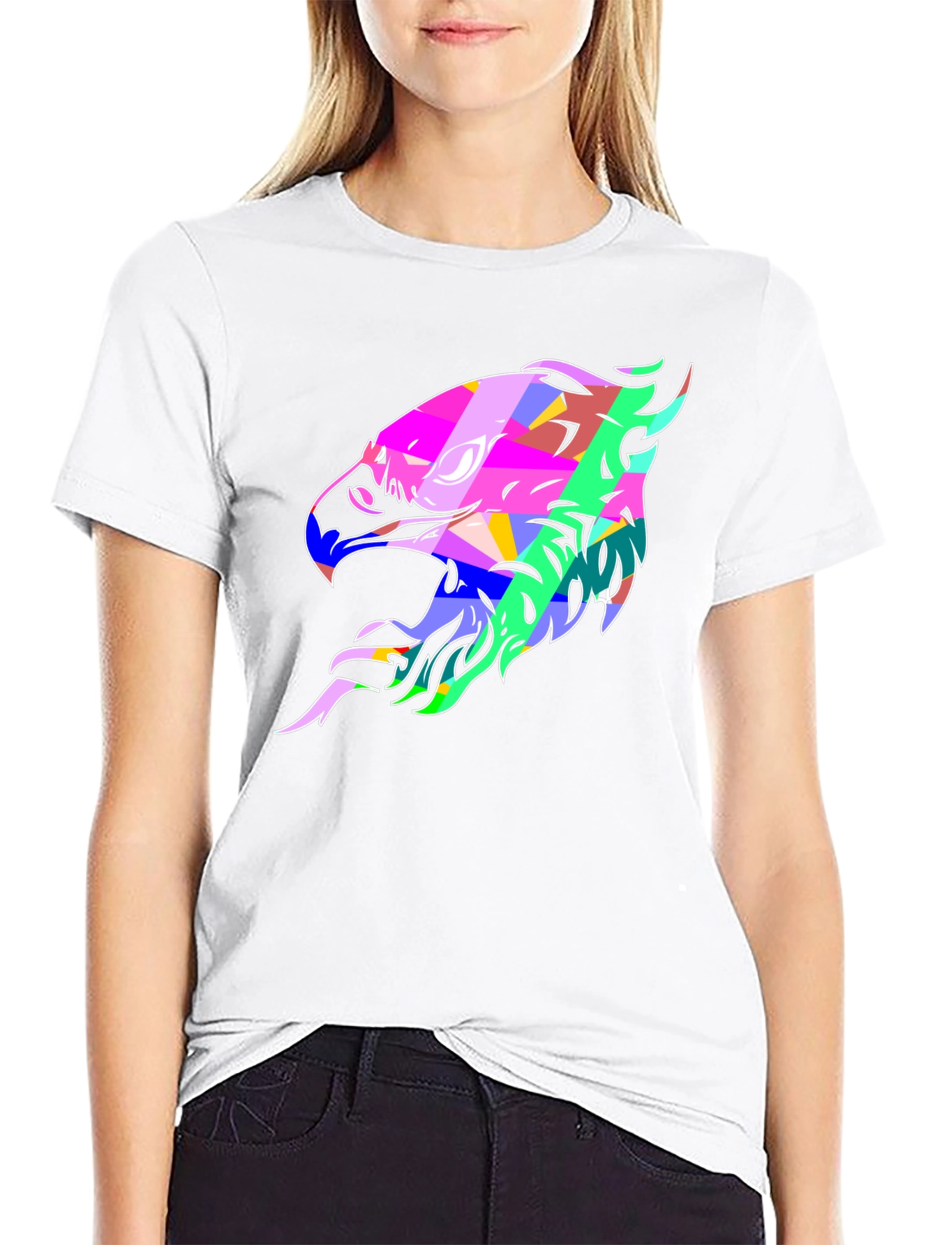 Abstract Eagle Graphic Print Black T-Shirt