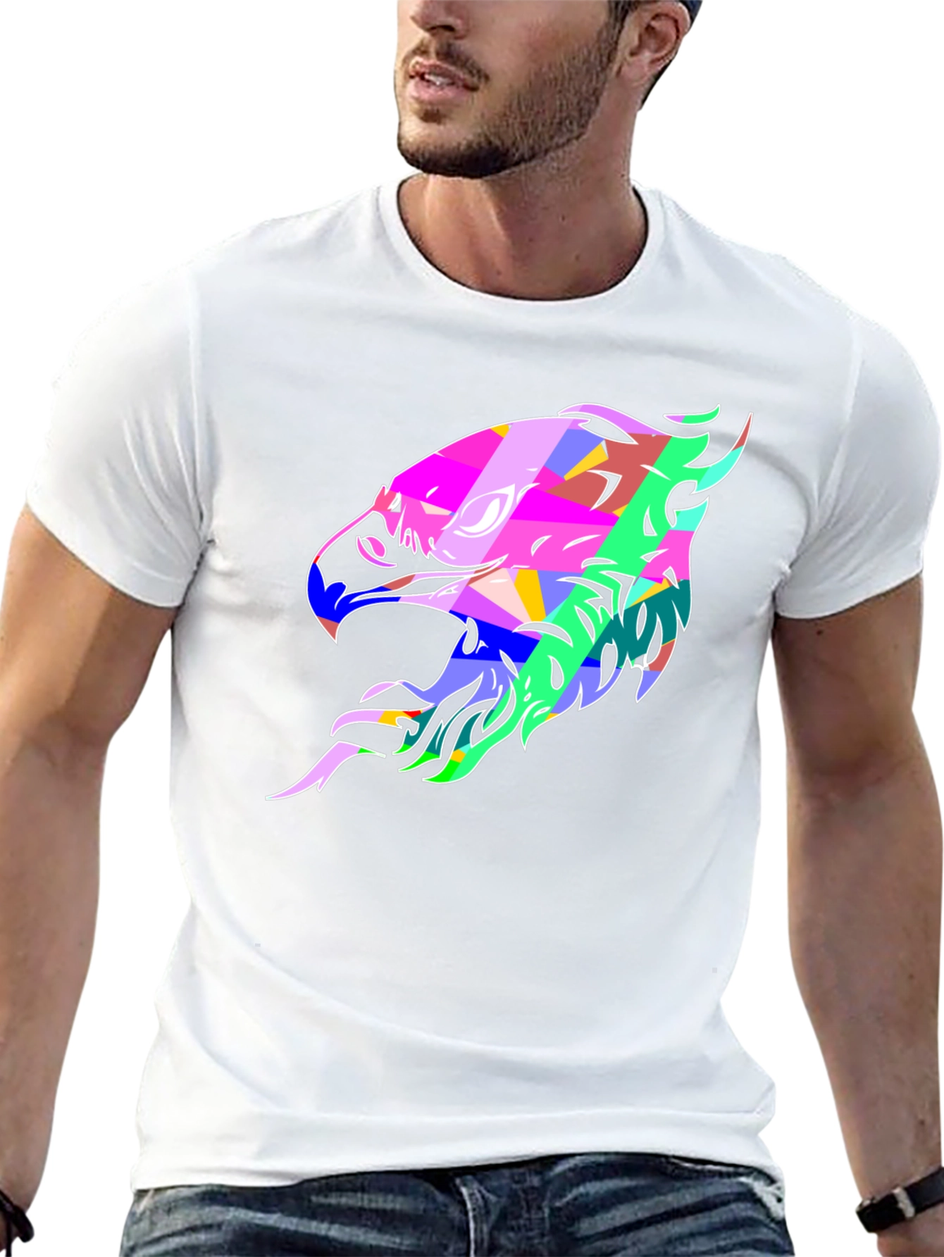 Abstract Eagle Graphic Print Black T-Shirt