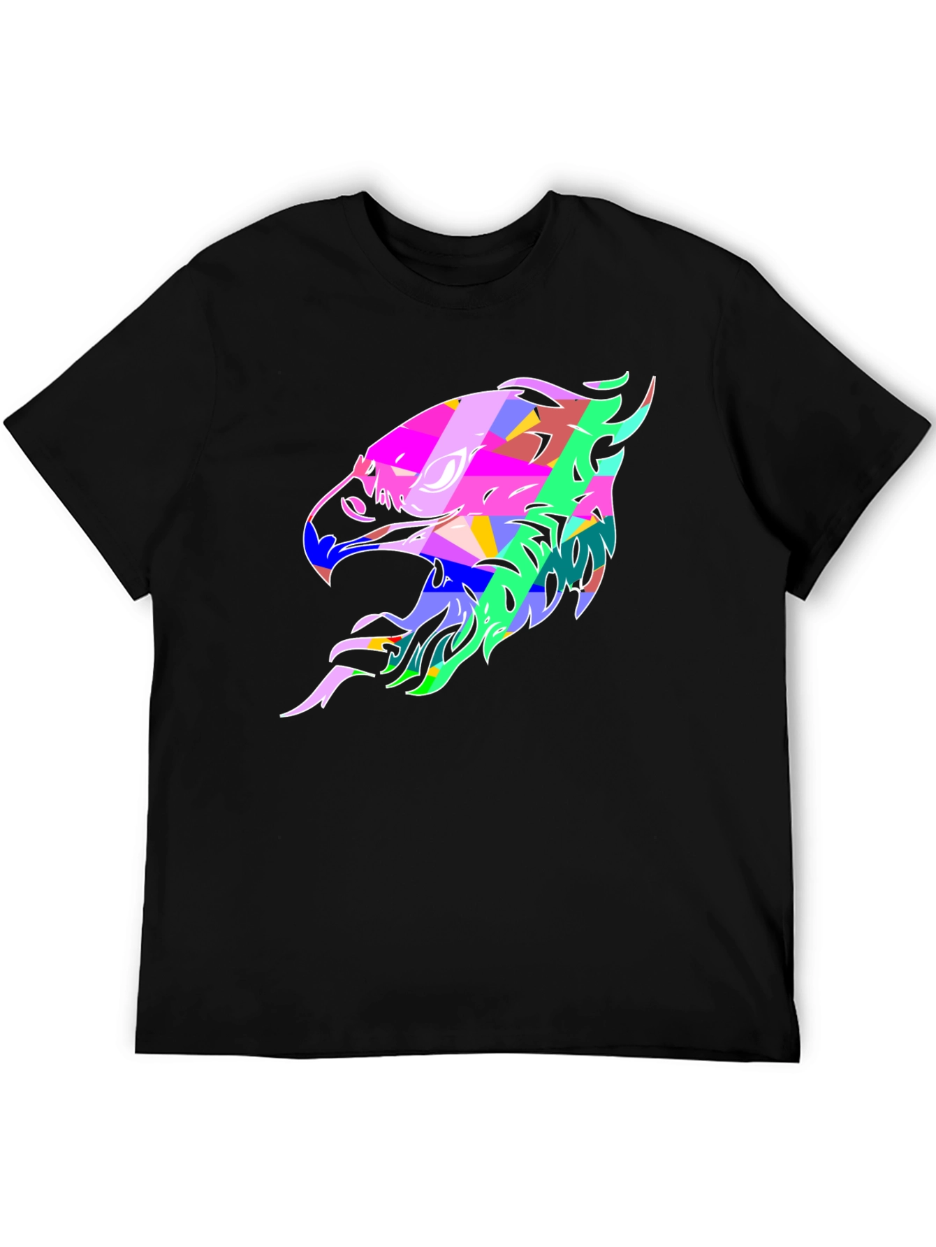 Abstract Eagle Graphic Print Black T-Shirt