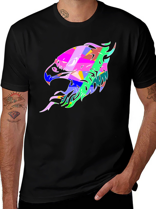 Abstract Eagle Graphic Print Black T-Shirt