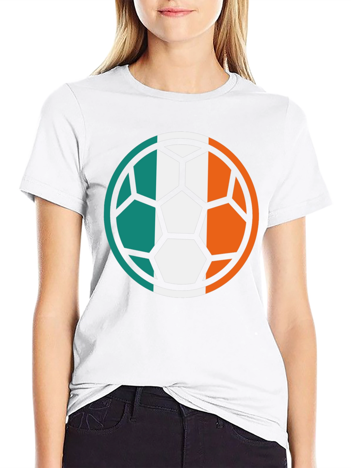 Ireland Flag Soccer Ball Black T-Shirt