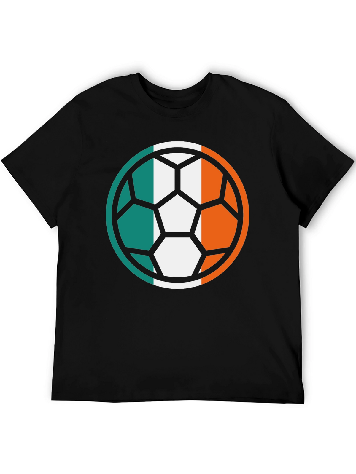 Ireland Flag Soccer Ball Black T-Shirt