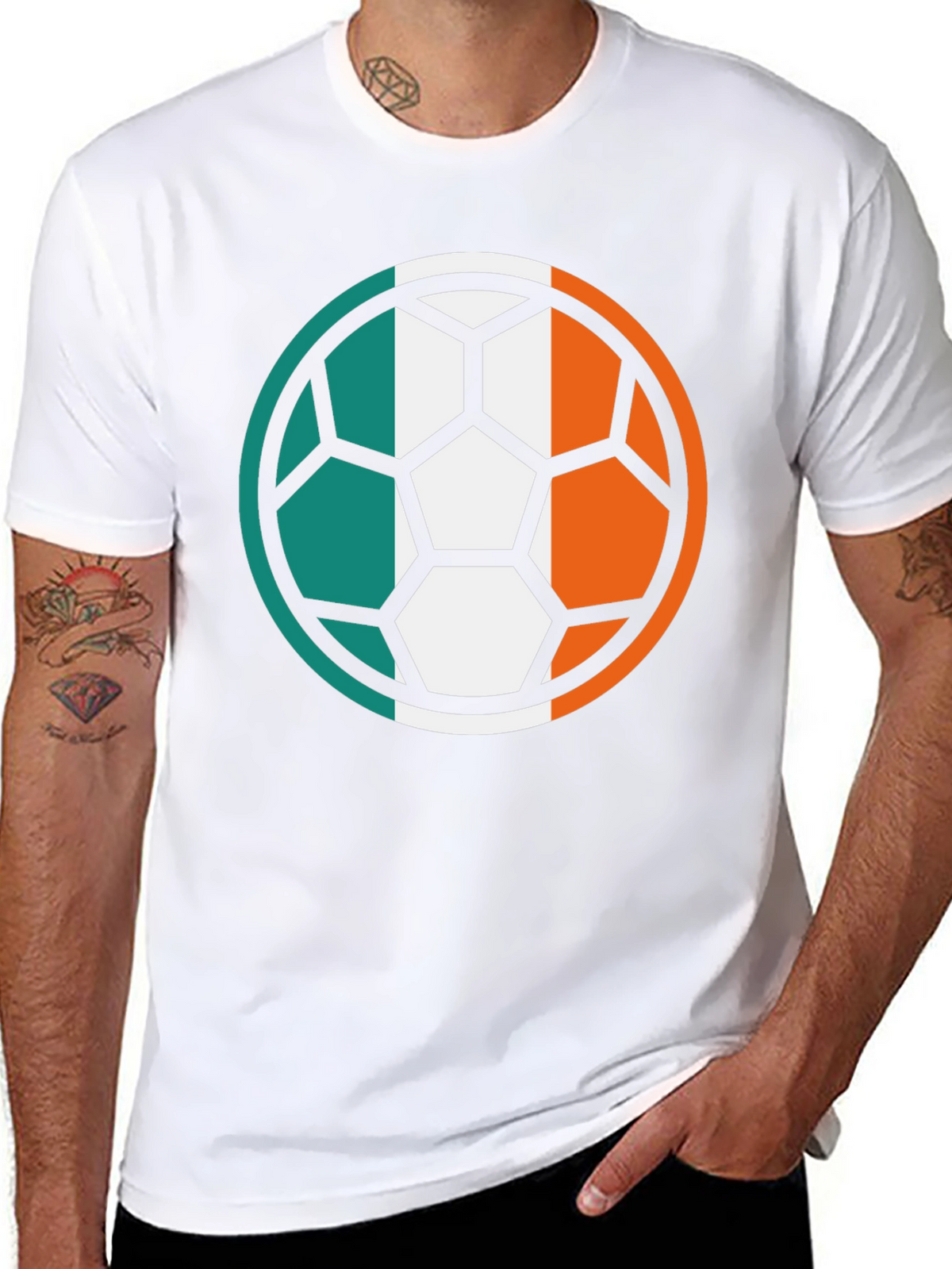 Ireland Flag Soccer Ball Black T-Shirt