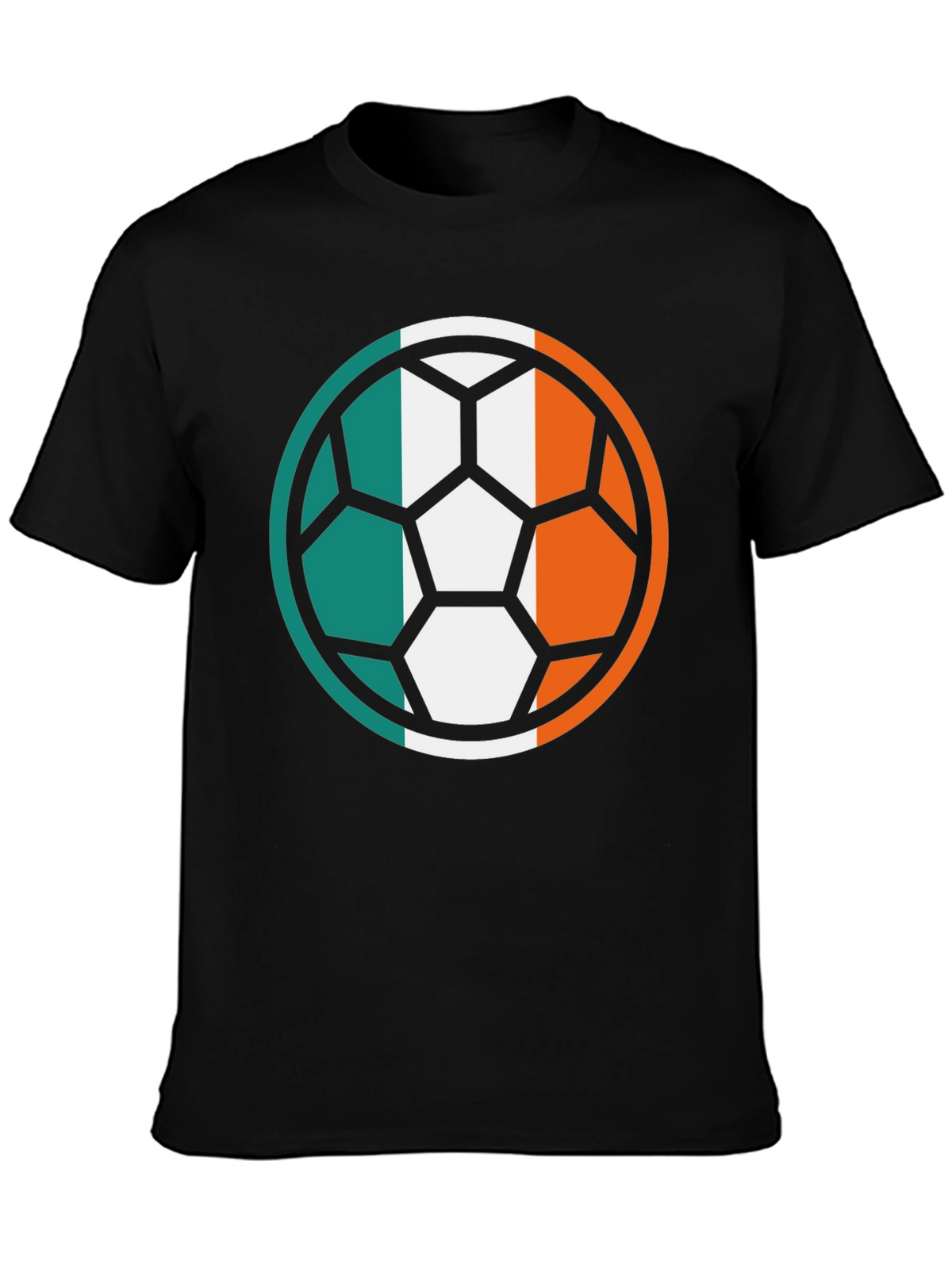 Ireland Flag Soccer Ball Black T-Shirt