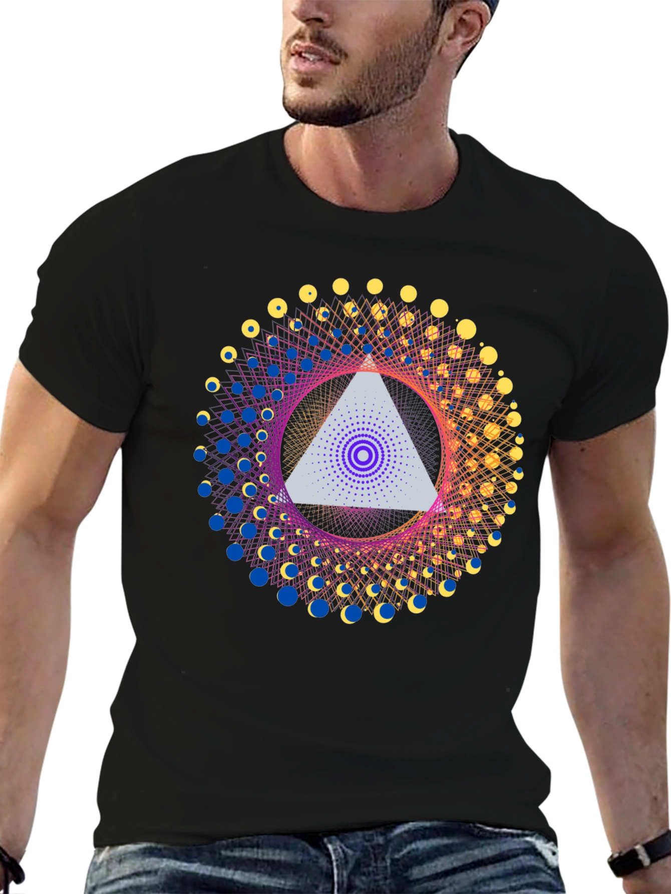 Geometric Design T-Shirt - Abstract Triangle Print