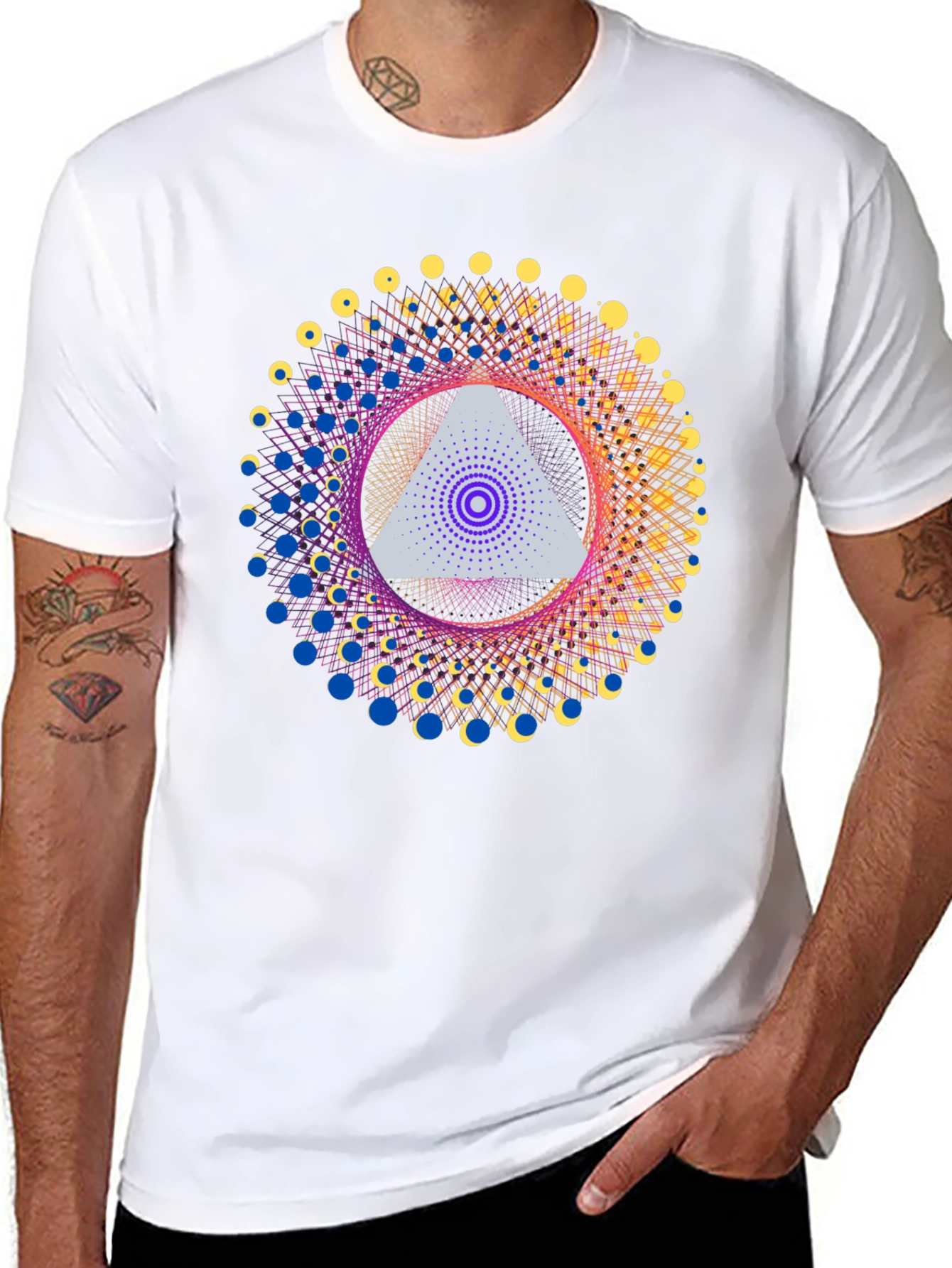 Geometric Design T-Shirt - Abstract Triangle Print