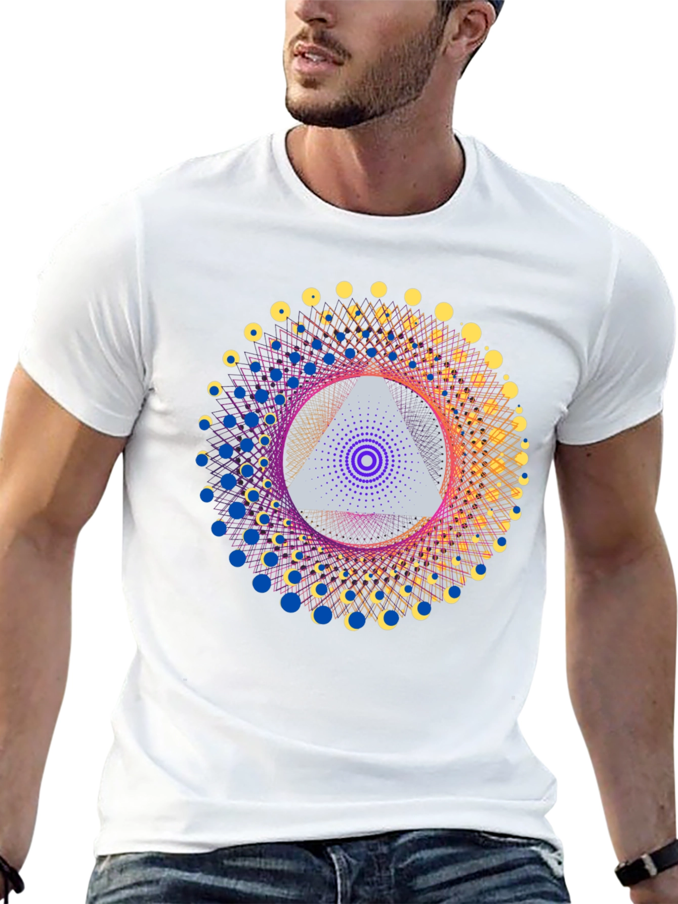 Geometric Design T-Shirt - Abstract Triangle Print