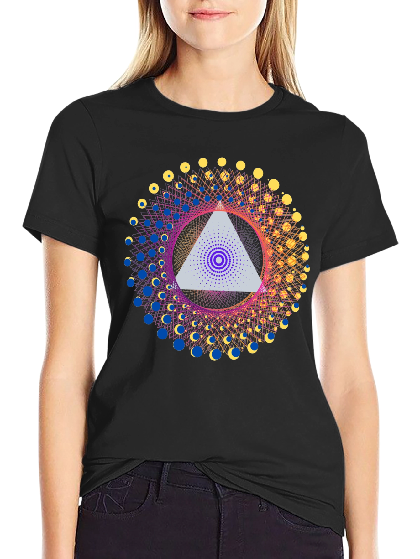 Geometric Design T-Shirt - Abstract Triangle Print