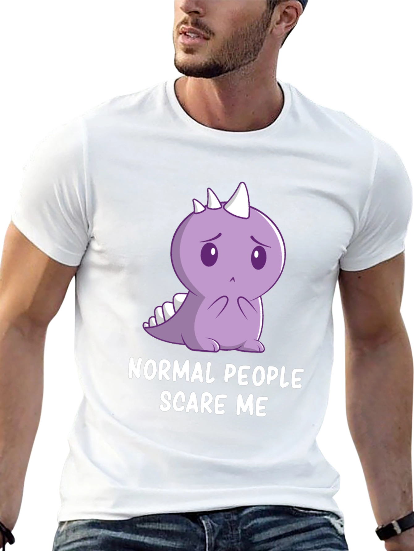 Sad Dino T-Shirt - Normal People Scare Me