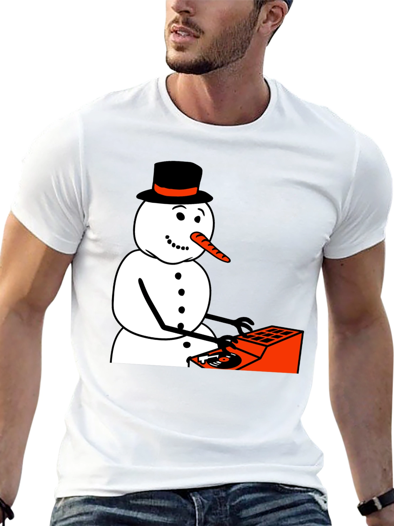 DJ Snowman Graphic Tee - Holiday Humor