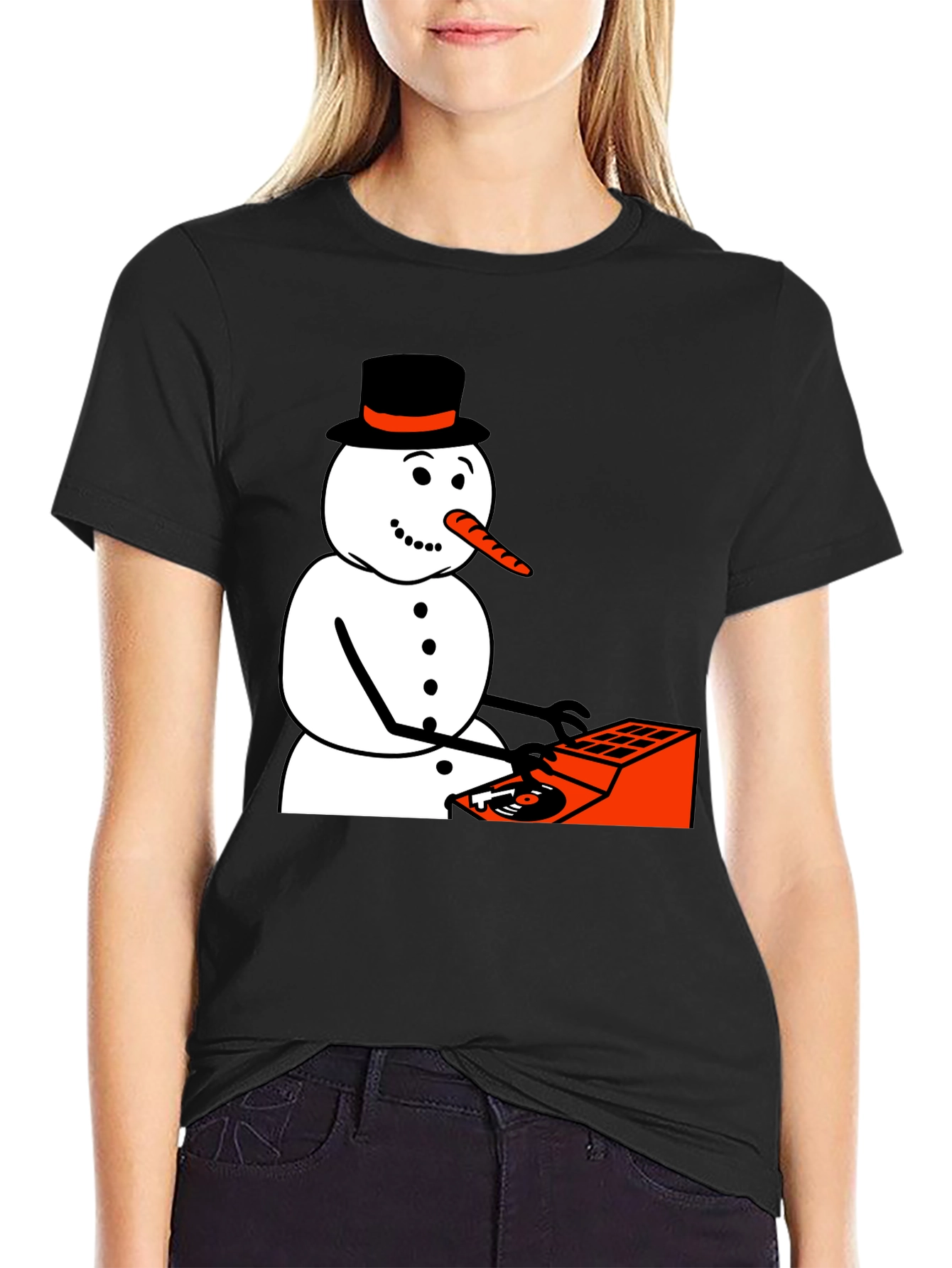 DJ Snowman Graphic Tee - Holiday Humor