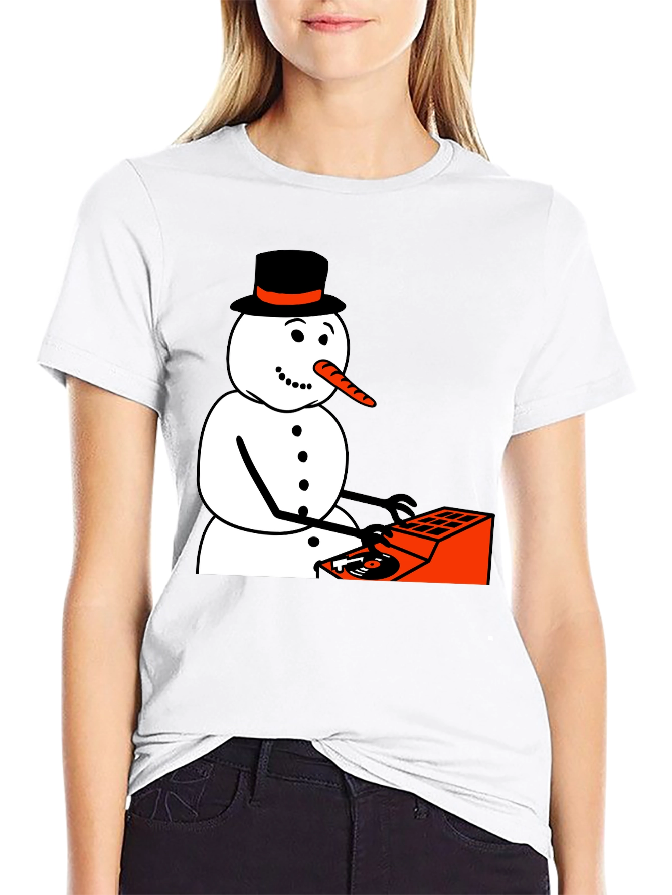 DJ Snowman Graphic Tee - Holiday Humor