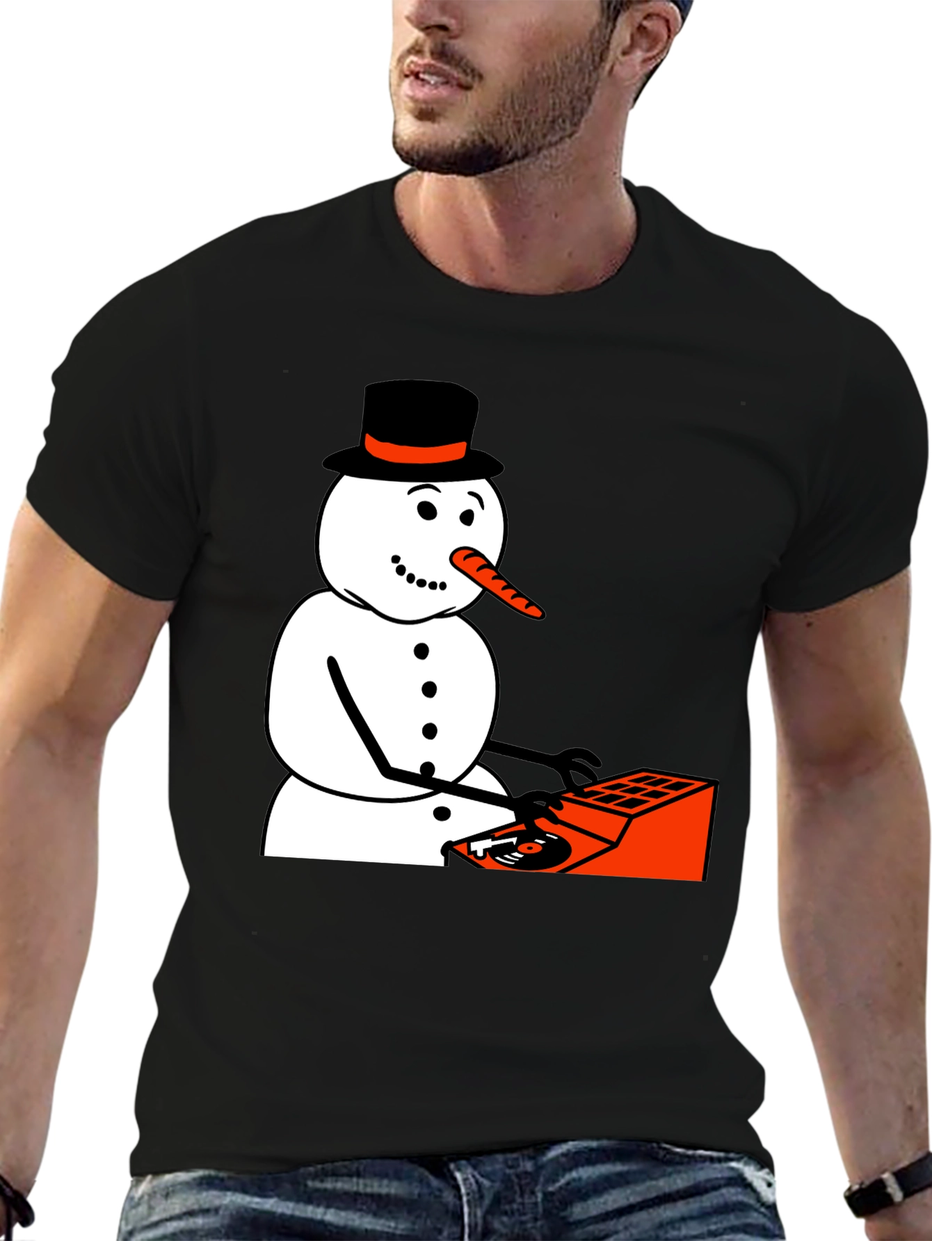 DJ Snowman Graphic Tee - Holiday Humor