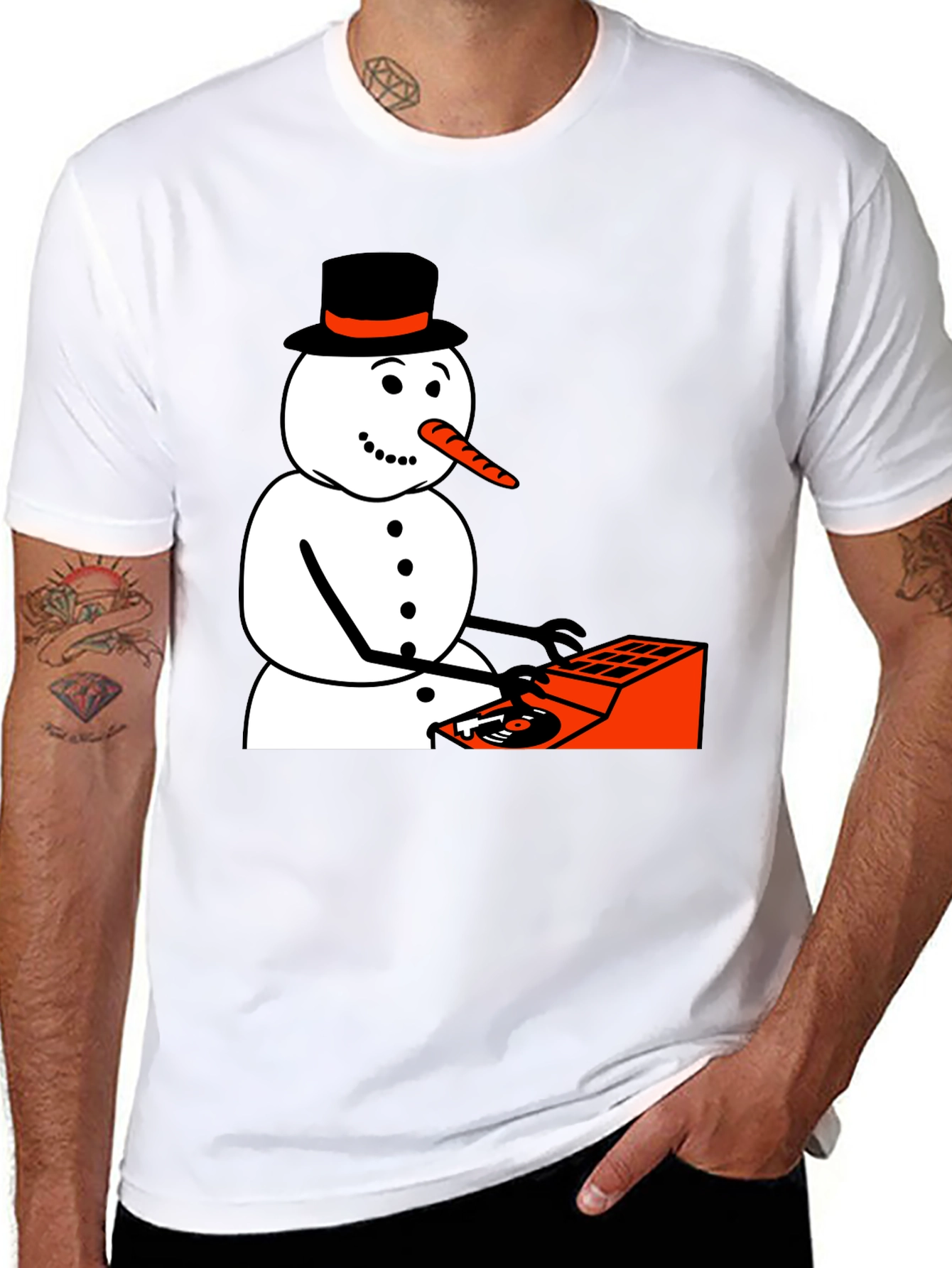 DJ Snowman Graphic Tee - Holiday Humor