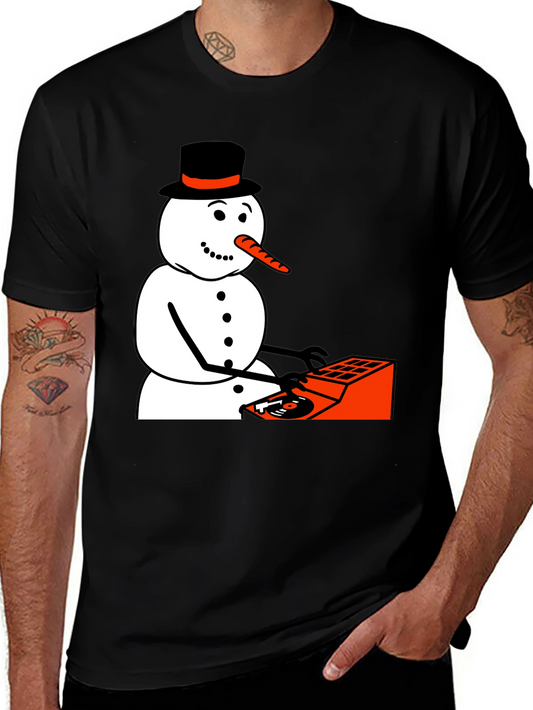 DJ Snowman Graphic Tee - Holiday Humor