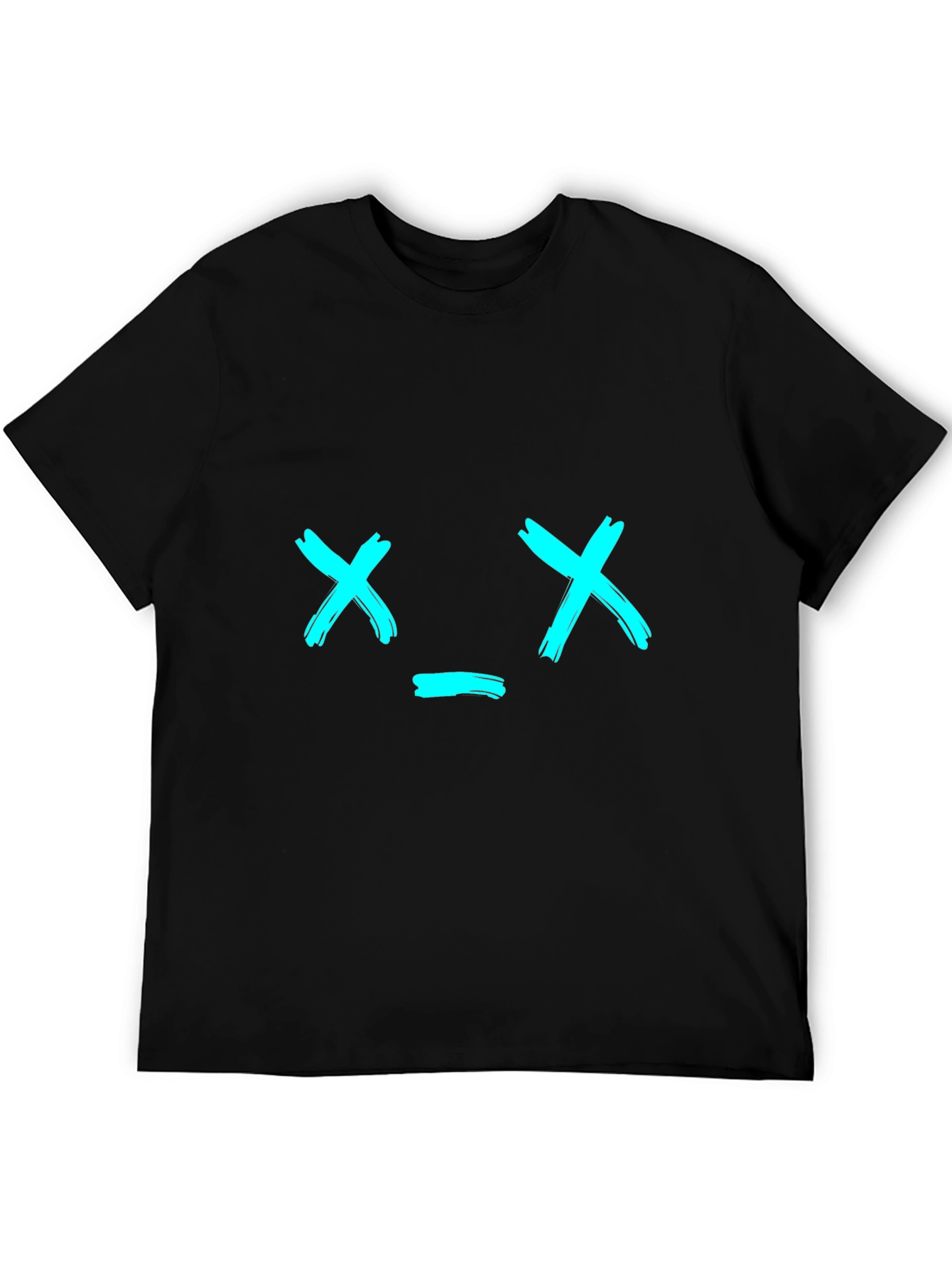 Black T-Shirt with Brushstroke X_X Face