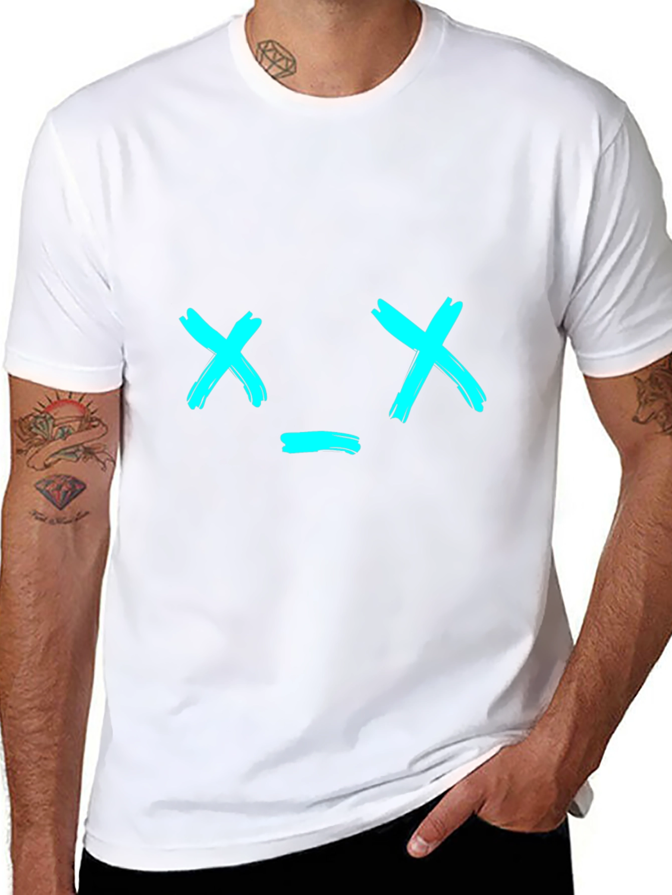 Black T-Shirt with Brushstroke X_X Face