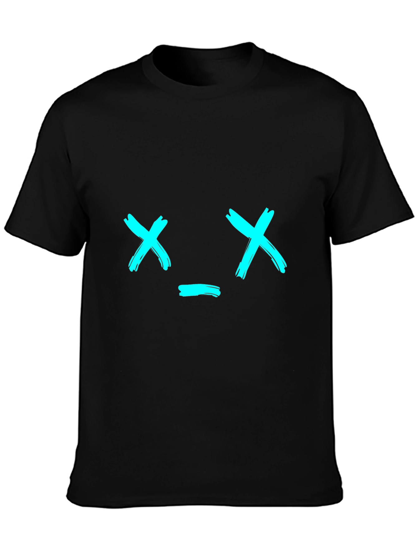Black T-Shirt with Brushstroke X_X Face