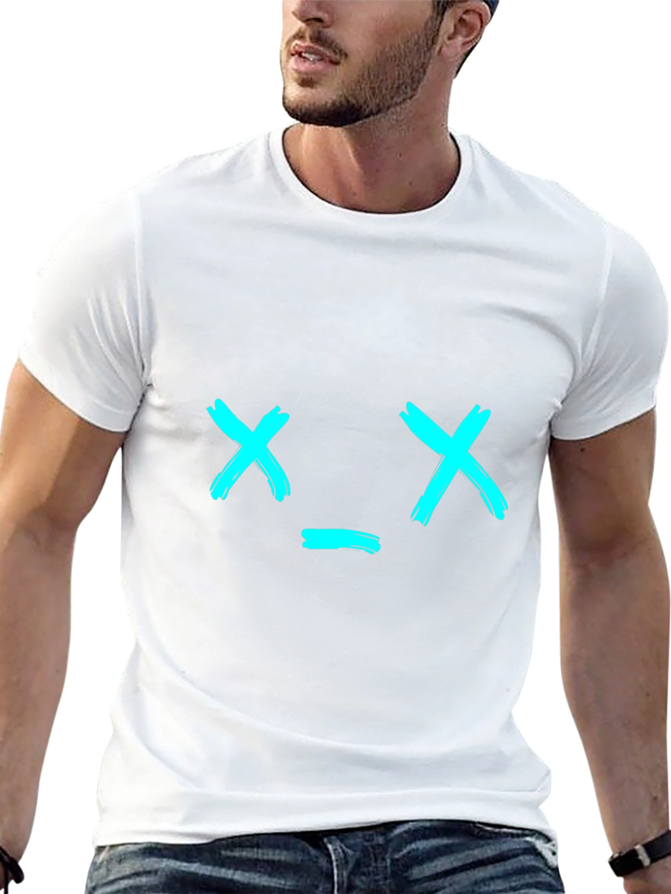 Black T-Shirt with Brushstroke X_X Face