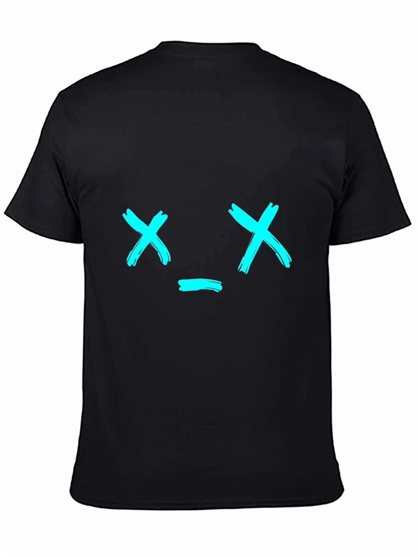 Black T-Shirt with Brushstroke X_X Face