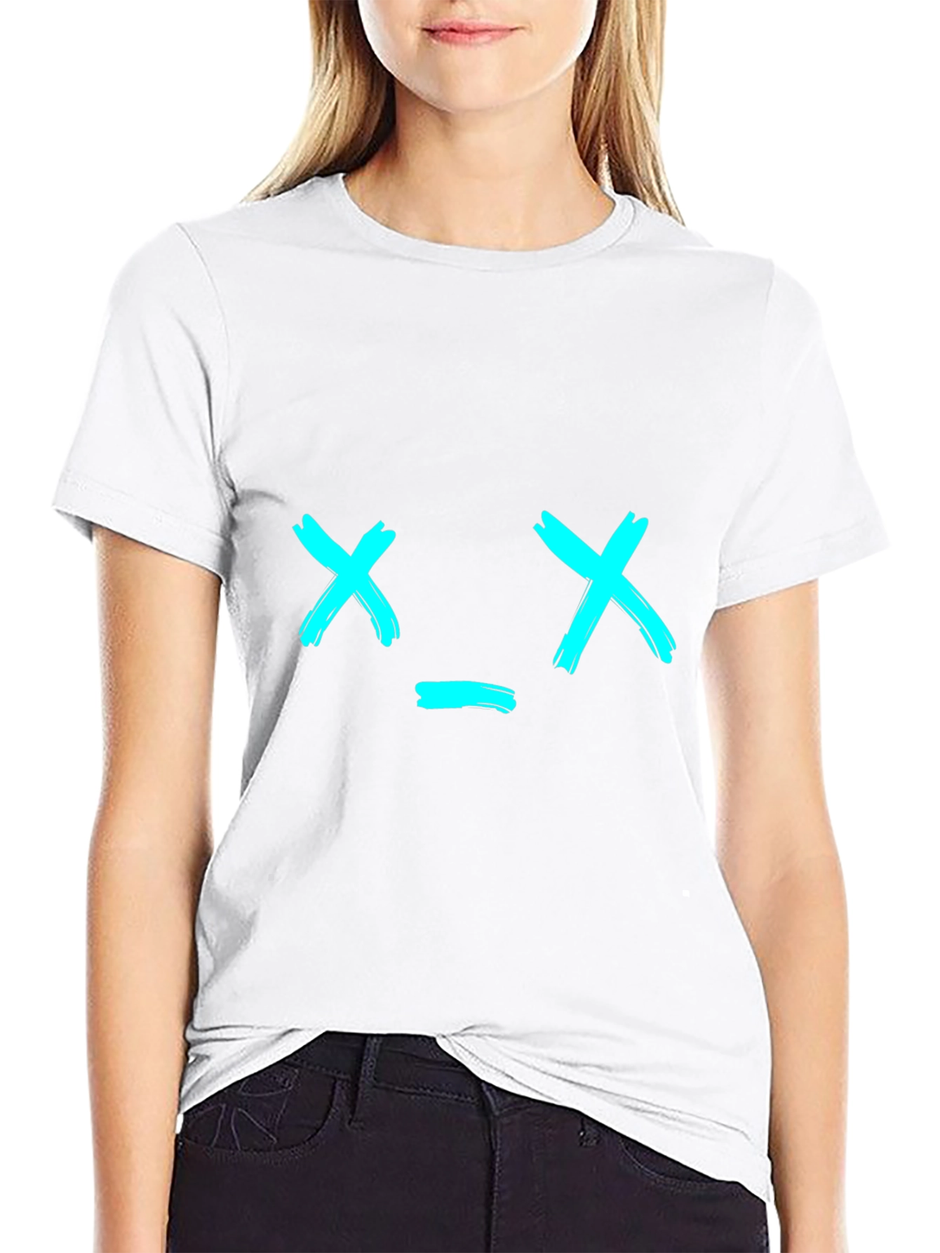 Black T-Shirt with Brushstroke X_X Face