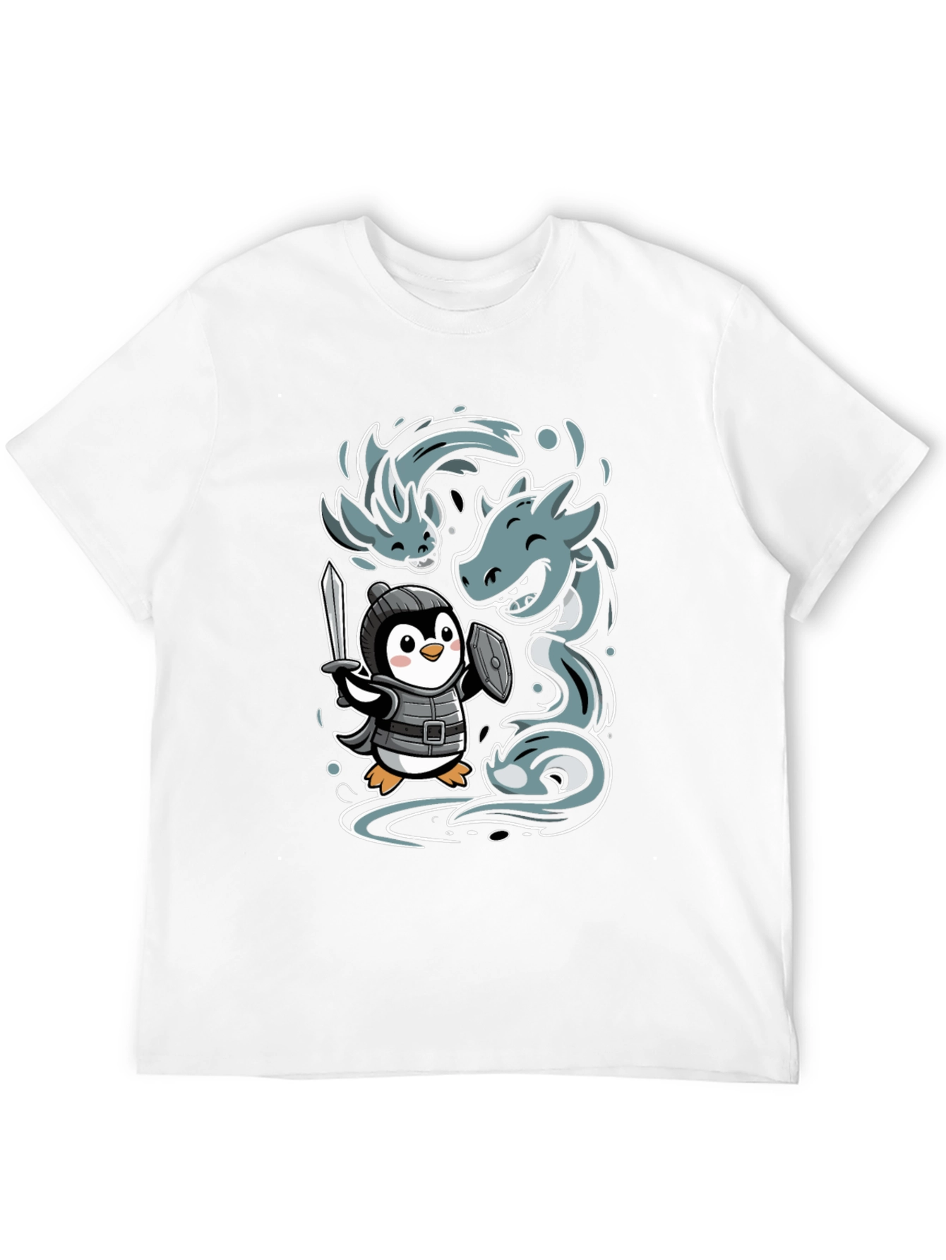 Penguin Knight vs Sea Serpent Graphic Tee