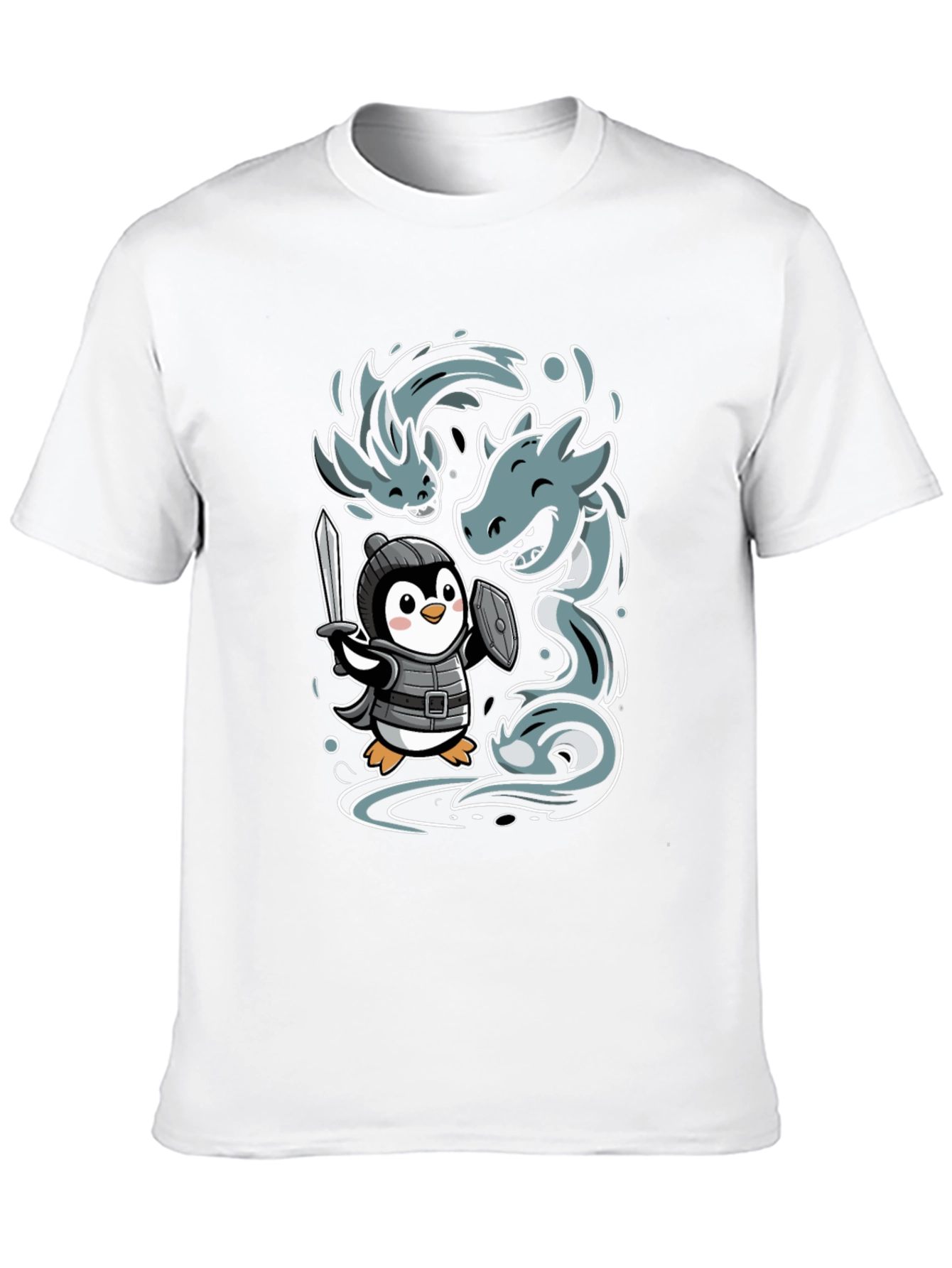 Penguin Knight vs Sea Serpent Graphic Tee